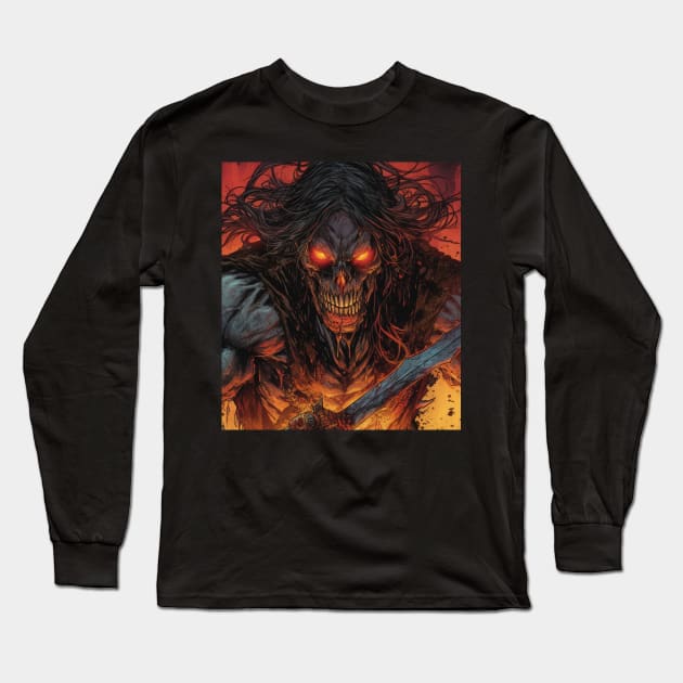 Brutal Barbarian Savage Fury Long Sleeve T-Shirt by Nightarcade